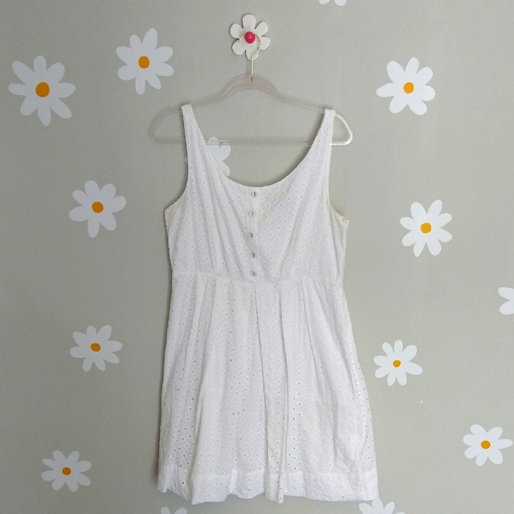 American Rag White Eyelet Sleeveless Faux Button-Front Fit & Flare Dress